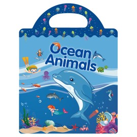 Puffy Stickers Books Big Size Reusable Cute Colorful Playful Portable Kids Educational Parent-Child DIY Toys Waterproof No Cuts for Accompanying Children Cultivating Intelligence (Ocean Animals)