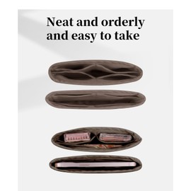 KINGS IN BAG Organizer for Luxury Bag, Silky Satin Tote Bag Inner and Small Purse Bags Storage Fit for Constance 18/24 with Multi Color, Lightweight for Daily Use (Etoupe grey, Constance 18)