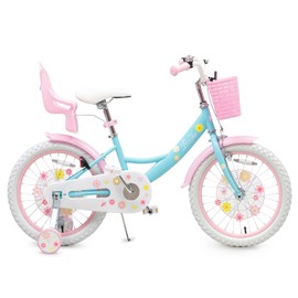 Bixike Girls Bike with Basket for Toddlers and Kids Aged 3-14 Years Old, 14 16 18 Inch with Training Wheels & Doll Seat, 20 Inch with Kickstand & Rear Rack, Princess Style Bicycle for Gift