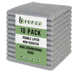 Wire Dishwashing Rags Pack of 10 Double Layer Reusable Non-Scratch Wire Dishcloths, Multipurpose Silver Mesh Cleaning Rags, Diamond Weave Scrubber Cloths for Kitchen & Dishes