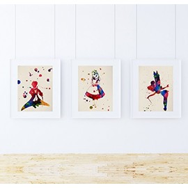 Nacnic Set of four sheets of children's story. Watercolour style posters with pictures of children's stories. Home decoration. Sheets for framing. 24 x 30 cm. Without frame.