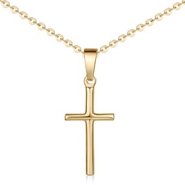 MATERIA Anhänger Kreuz Gold klein - Silber 925 vergoldet Konfirmation KA-305-Gold_ohne Kette