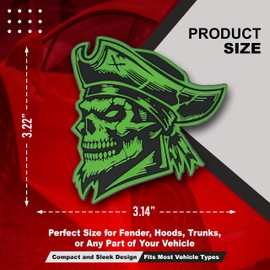 Emblema de pirata, calcomanía 3D personalizada para coche, resistente a la intemperie, guardabarros para el maletero exterior, para coche, camión, SUV, juego de 2 (verde)