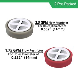 YOO.MEE Water Flow restrictor Combo for 2.5 GPM and 1.80GPM, Suitable for the Fixed Shower Head or Handheld Shower with the Holes Diameter of 0.552'' (14mm)