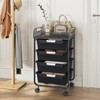 SYKIARIOL 4-Drawer Rolling Storage Cart with Mesh Top,Black