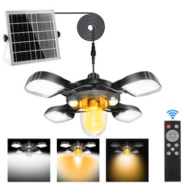 Solar Shed Light Outdoor Indoor,192LED Solar Powered Motion Sensor Light Daytime Available with Remote Control,Solar Pendant Light with 5 Lighting Modes IP65 Waterproof for Barn Patio Gazebo Garage