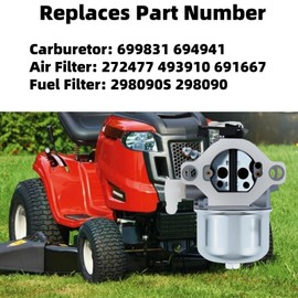 699831 Carburetor Tune Up Kit Fits for Briggs and Stratton 289707 28D702 28D707 694941 283707 283702 286702 286707 289702 28M706 284702 284707 284777 12 12.5 13 HP Lawn Mower Engines Carb Parts