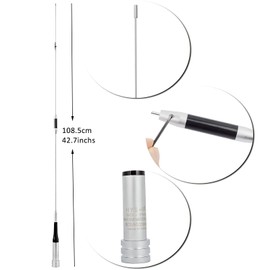 HYS Amateur VHF/UHF Mobile Radio Antenna, 42.7inchs, FM Transceiver UHF Male Antenna for 2m 70cm 144Mhz/430Mhz Dual Band Portable Amateur Car/Truck Radio