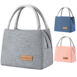 H HOME-MART Insulated Lunch Bags,Portable and Leakproof Thermal Cooler Tote for Women, Men, and Kids,Leakproof Lunch Box Canvas Cold Food Container for School Picnic Office,Large Grey