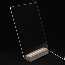 Operitacx Dry-Wipe Acrylic Board with Illuminated Stand, Transparent Desk, Note Board, Whiteboard, Table, LED Massage Board for Home, Children's Room, Room Decoration