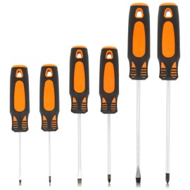COM-FOUR® 6-piece screwdriver set, compact screwdriver set, Phillips screwdriver and slotted screwdriver (black, orange, silver)