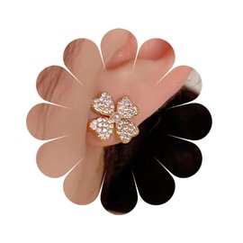 Vintage Crystalluck Flower Stud Earrings Gold CZ Diamond Stud Earrings Rhinestone Floral Dangle Earrings Bridal Stud Earring