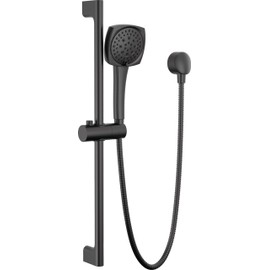 Peerless Ezra 6-Setting Slide Bar Hand Held Shower with Hose, Black Handheld Shower Head, Slide Bar Hand Shower, Handheld Shower, Detachable Shower Head, Matte Black P62471-BL