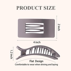 4 PCS Flat Hair Clips, Large Flat Claw Clips for Women Girls, Strong Hold French Hair Clips for Thick Thin Hair, Stylish Classic Hair Barrettes(Matte)