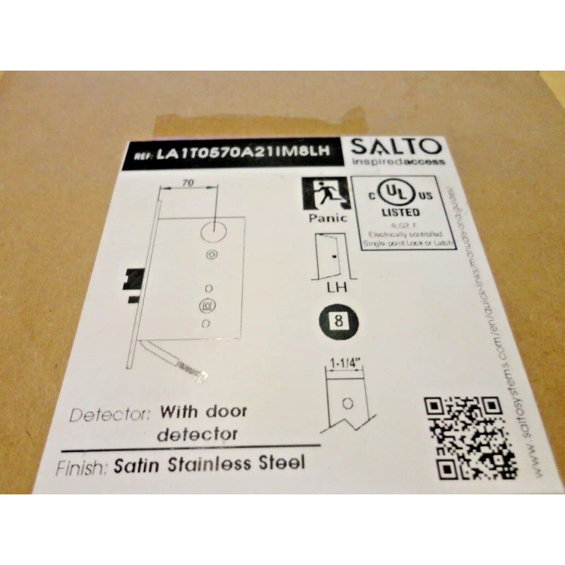 SALTO SATIN STAINLESS STEEL ELECTRONIC MORTISE DEADBOLT LOCK ~ LA1T0570A21IM8