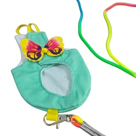 CELONROMF Escape-Proof Parrot Harness & Leash Set with Diaper - Adjustable Flight Suit with Bow & Safety Cord for Conures, African Grey, Parakeets, Doves (Yellow-L)