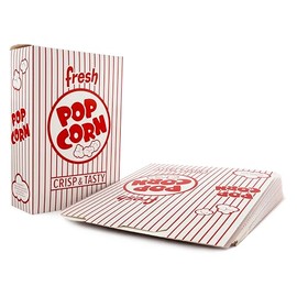 Snappy 4J Red & White Striped Close Top Popcorn Boxes for Movie Night Supplies, Popcorn Boxes Bulk 50 Count, Movie Night Popcorn Boxes 2.3 oz. Capacity, 5.75" x 2.5” x 8.5” Popcorn Containers