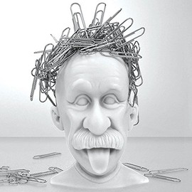 Albert Einstein Genius Bald Headed Magnetic Paper Clip Holder Desk Accessory