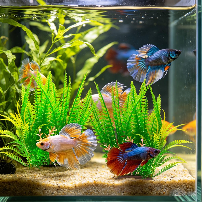 BOLYEE 2 Pack Aquarium Decor Plastic Plants, Large Artificial Fish