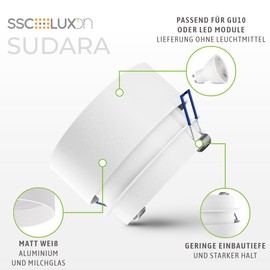 SSC-LUXon Sudara Ceiling Recessed Spotlight Indirect Light – Spot Design Spotlight Gold White Recessed Ceiling Light for GU10 / Module Pack of 4