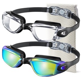 NSSIW Swimming-Goggles Adult Swim-Goggles-Men Women: Anti Fog Pool Goggles with UV400 and No Leak 2 Pack