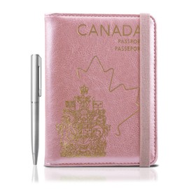 WALNEW Passport Holder with RFID Blocking, Premium PU Leather Travel Passport Wallet Organizer and Cover, Travel Essentials for Flying (Roseglod)