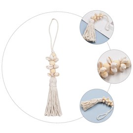 KONTONTY 2Pcs Wood Bead Wreath Boho Bead Garland Cowrie sea Shell Wood Bead Banner Wooden Bead Strand Spiral Shells Natural Cowrie Shells Bead Seaside Wooden Beads Accessories Cotton Thread
