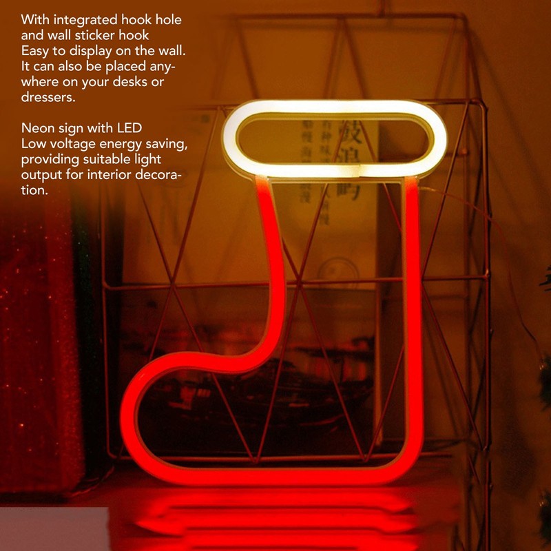 Christmas Neon Light LED Christmas Boot Neon Sign Light Battery