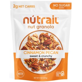 NuTrail Nut Granola Cereal, Cinnamon Pecan, No Sugar Added, Gluten Free, Grain Free, Keto, Low Carb, Healthy Breakfast 8 oz. 1 Count