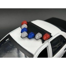 LED Ready Lightbar 1/18 LED Ready Blue Red Federal Signal Vector Vision Lightbar Police Car LVMPD