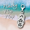 Quiges White Black Enamel Flower Flip Flop Clip On Charm