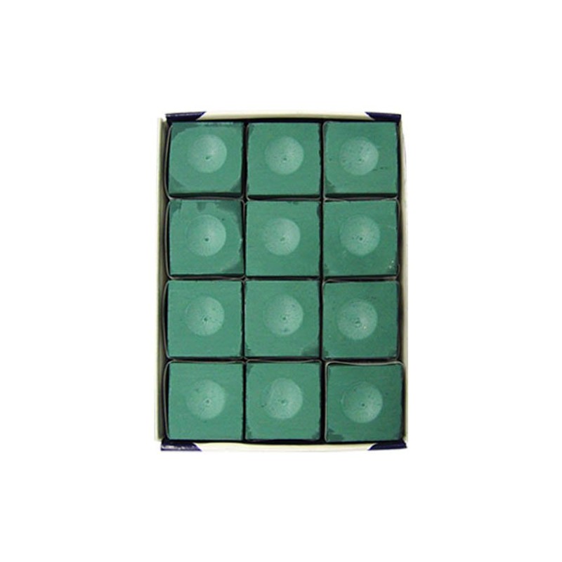 Silver Cup Billiard/Pool Cue Chalk Box, Green, 12 Cubes