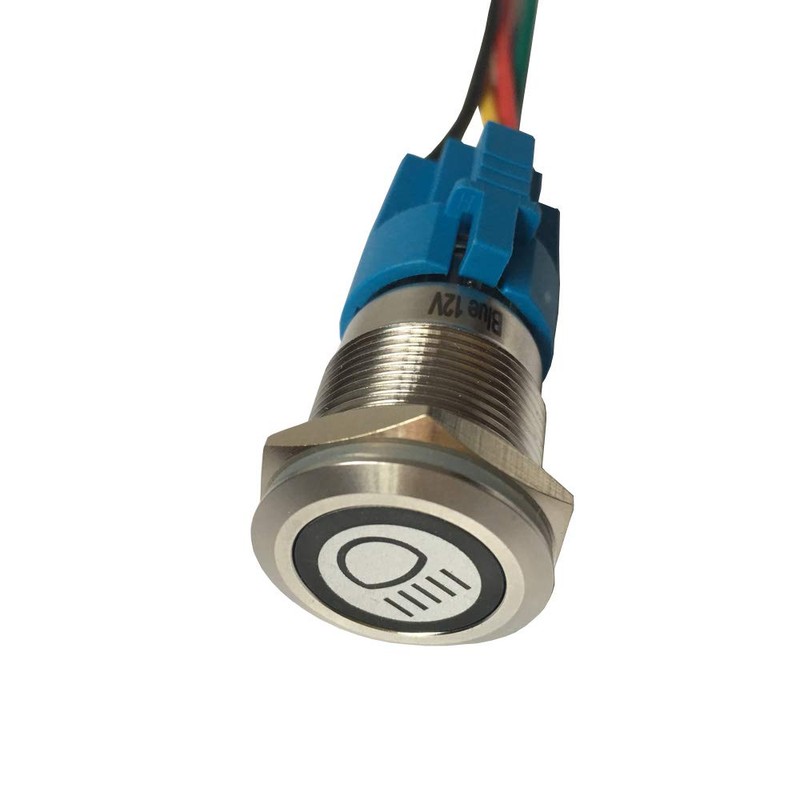 ESUPPORT 12V Car Vehicle Blue LED Light Main Beam Push