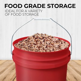 EconoHome 5-Gallon Red Bucket Pail Container Without Lid | Metal Handles with Plastic Grip for Easy Carrying | Easy Stack and Store | Heavy-Duty Extra Durable | Food Grade | BPA Free - 2 Pack