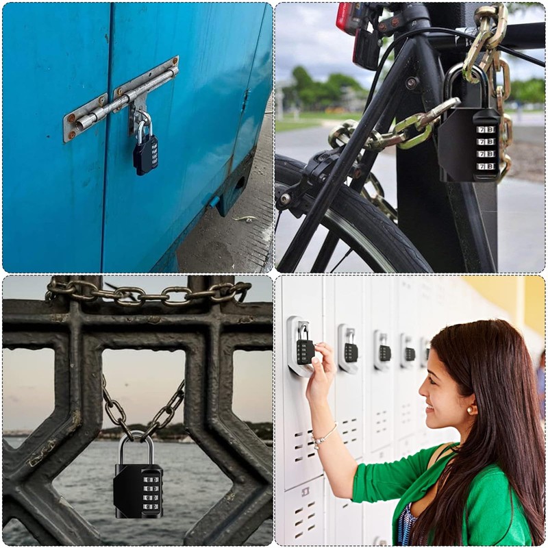 Combination Locker Padlock, 4 Digit Coded Padlock, Gym Lock, School