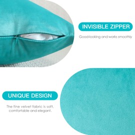 JOTOM Velvet Cushion Cover, Sofa Cushion Cover, Decorative Cushion Covers for Sofa, Living Room, Bedroom, Set of 2, 40 x 60 cm, Turquoise