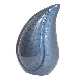 Cremation Urn for Ashes, Aluminium Teardrop Memorial Urn For Adult (Blue)