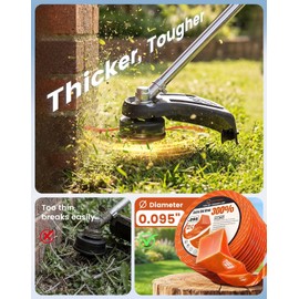 Eventronic .095" Weed Eater String, 600FT Heavy Duty String Trimmer Line, Twisted Square Weed Wacker String, Universal Commercial Grade Replacement Weedeater Line for Cordless Gas String Trimmer
