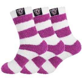 NRL Manly-Warringah Sea Eagles Comfortable Soft Feel Supporter Bed Socks | National Rugby League | 3 pairs 9-12 (womens size) 3pr