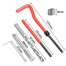 Gasea 30PCS M8 x 1.25mm Metric Thread Repair Insert Kit for Helicoil Car Auto Repair Insertion Tool Thread Restoring Kit