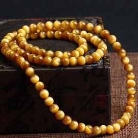 EUMENIDES Tiger Eye Bracelet for Men and Women，4/6MM,19CM(7.5")，Elastic Band (Gold Tiger Eye Bracelet,4MM)