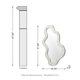 Glitzhome 2-Pack Irregular Wall Mirrors, Decorative Mirrors with Washed White Wood Frame, Hanging Mirrors for Bedroom, Livingroom, Entryway, 31.5” x 19.75”