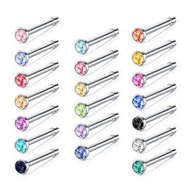 Jforyou 316L Stainless-Steel Nose Stud Nose Piercing with Rhinestone Stud 20 Gauge 18 Gauge Piercing 16 – 20 Items, Stainless Steel