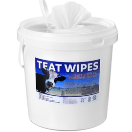 Nuanchu 700 Pieces Teat Wipes Cow Goat Sheep Udder Prep Goat Udder Wipes 7 Inch x 8 Inch Moisturizing Wipes Reclosable Pail for Goat Milking Supplies
