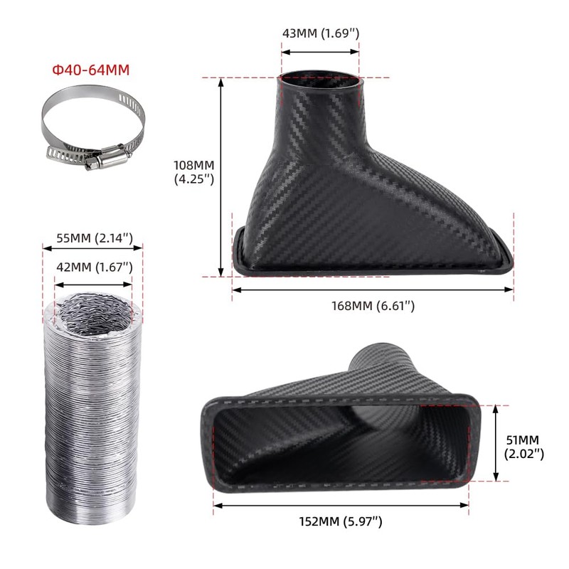 BARTOO Air Intake Duct Front Bumper Turbo Air Intake Pipe,