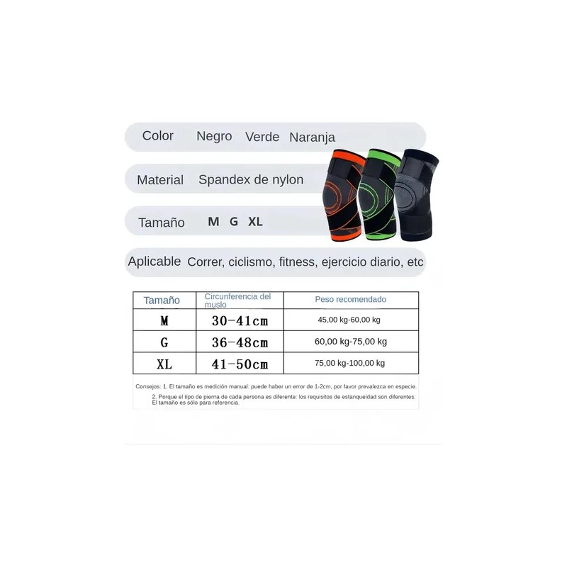 1 Par Rodilleras Elásticas Deportivas Compresion Para Gym