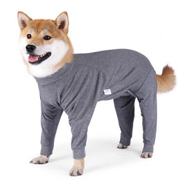 SUYUKU Recovery Suit for Dogs, Anti-Leak Puppies, Long Sleeve Bodysuit for Elizabethan Collar, One-Piece with Legs, Operation Bodysuit, Soft, Comfortable, Warm Pyjamas, Clothing for Pets (Grey, S)