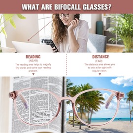 OPTOFENDY Bifocal Reading Glasses for Women, TR90 Round Clear Top Blue Light Computer Readers with Spring Hinge, Light Brown 2.5