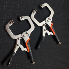 Heavy Duty Type C Clamp Locking Pliers, 6" Metal Face Clamp Lock Plier with Swivel Pads for Home Workshop, Craftsmen, (Pack of 2)