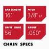 KAKEI 16 Inch Chainsaw Chain 3/8" LP Pitch .050" Gauge
